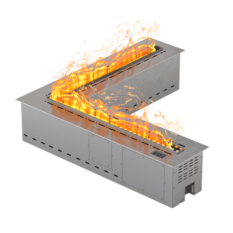 Паровой угловой камин Airtone VEPO ANGLE 1000X1000 серебро