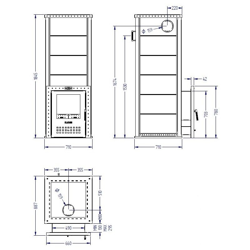Печь для бани дровяная с выносом туннеля и облицовкой серпентинитом Klover KLV RT 50-RV
