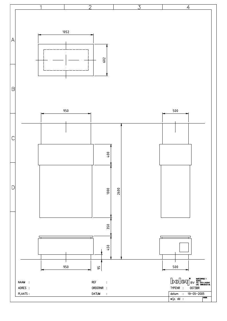 Дровяной камин центральный с трехсторонним стеклом Boley 73BR