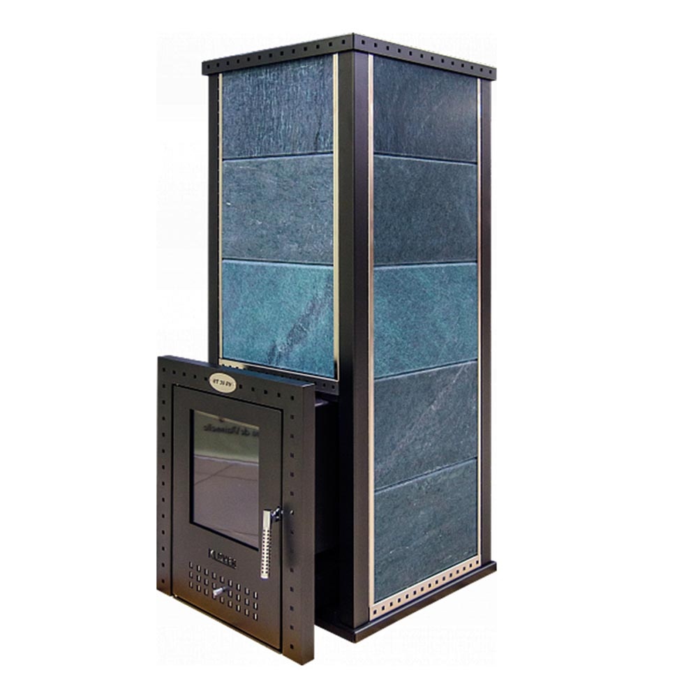 Печь для бани с облицовкой талькомагнезит и выносной топкой Klover KLV RT 50-RV 310S