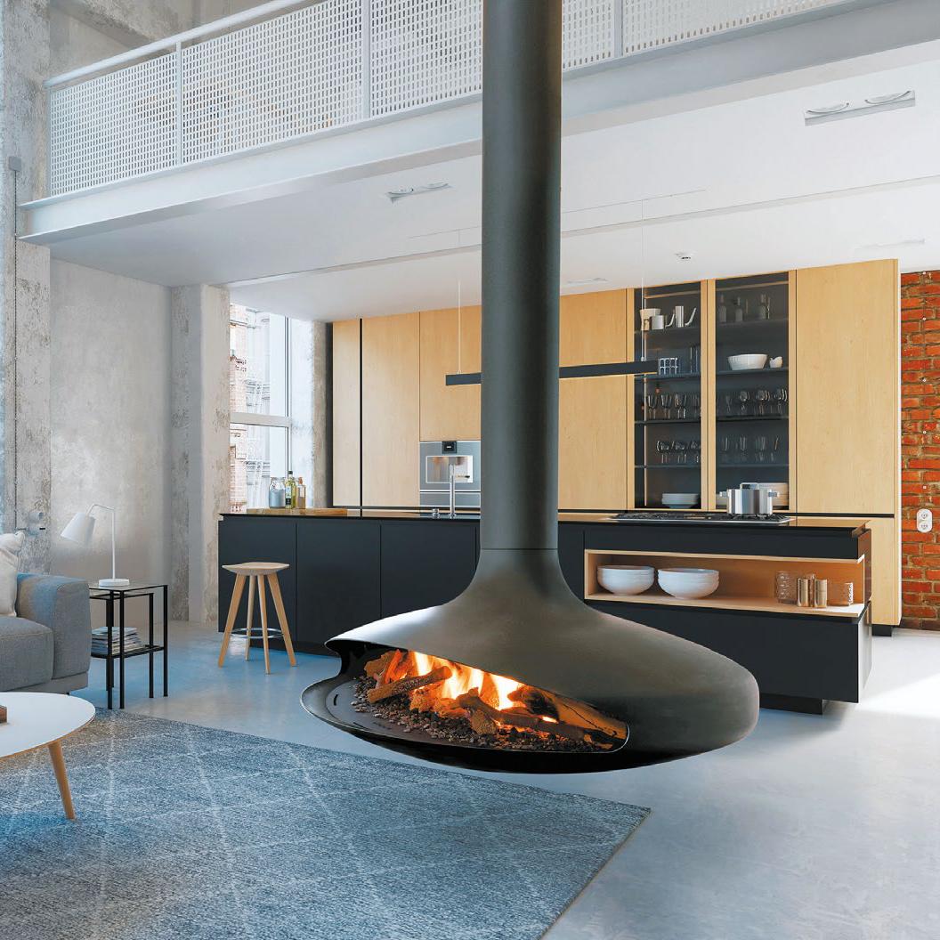 Дизайнерский подвесной камин черный Focus Gyrofocus