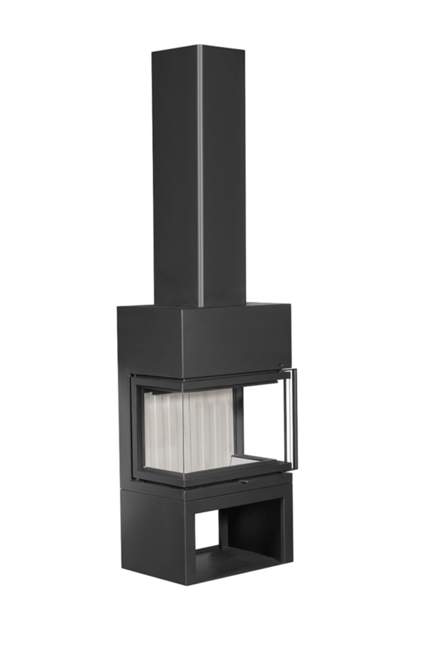 Камин на дровнике черный шамот EcoKamin МАДРИД