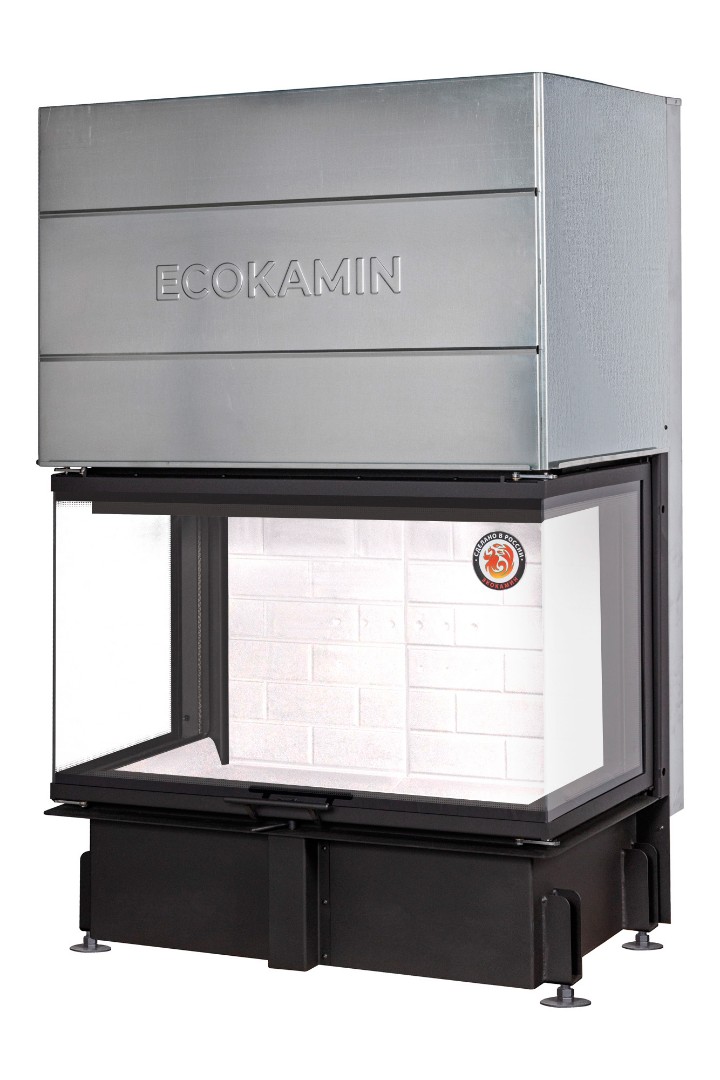 Каминная топка с тремя стеклами и вертикальной ламелью EcoKamin Дельта 1000V