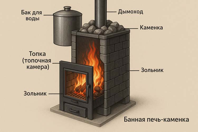 Устройство банной печи-каменки