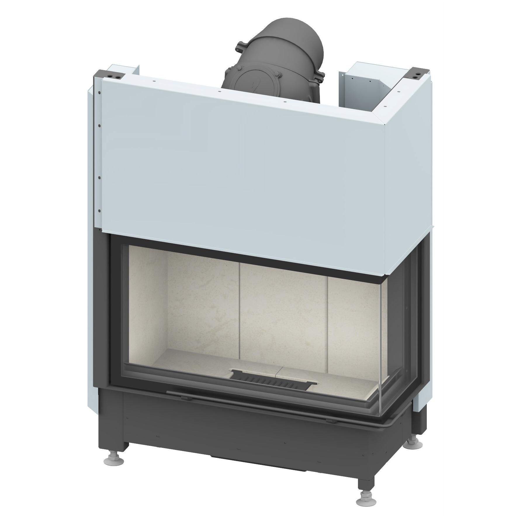 Каминная топка угловая с цельным стеклом и двойным дожигом Schmid Ekko R 84(34)51 h