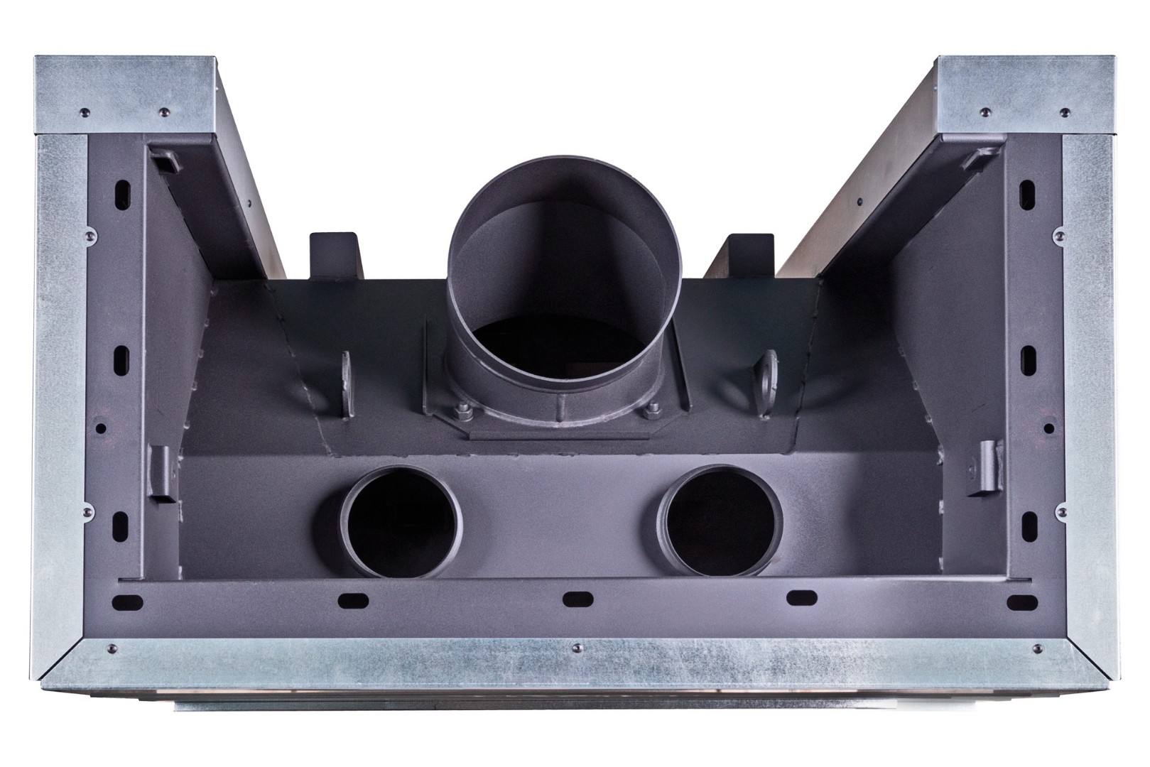 Топка каминная трехсторонняя с подовым горением и черным шамотом EcoKamin Дельта 1000PB