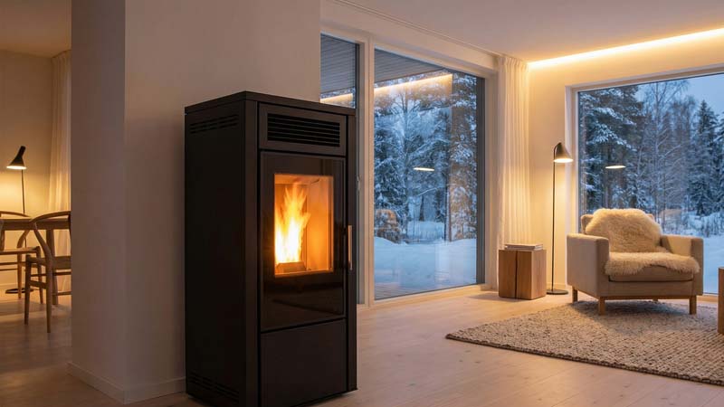 Вечерний уют в скандинавском интерьере с камином