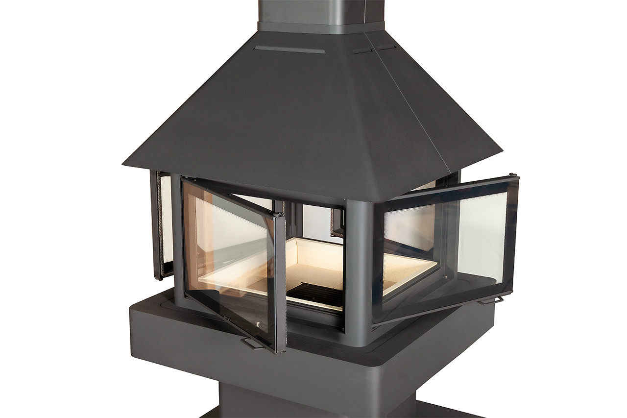 Камин островной черный Экокамин Эклипс Гигант 4D 992MCOLSFF