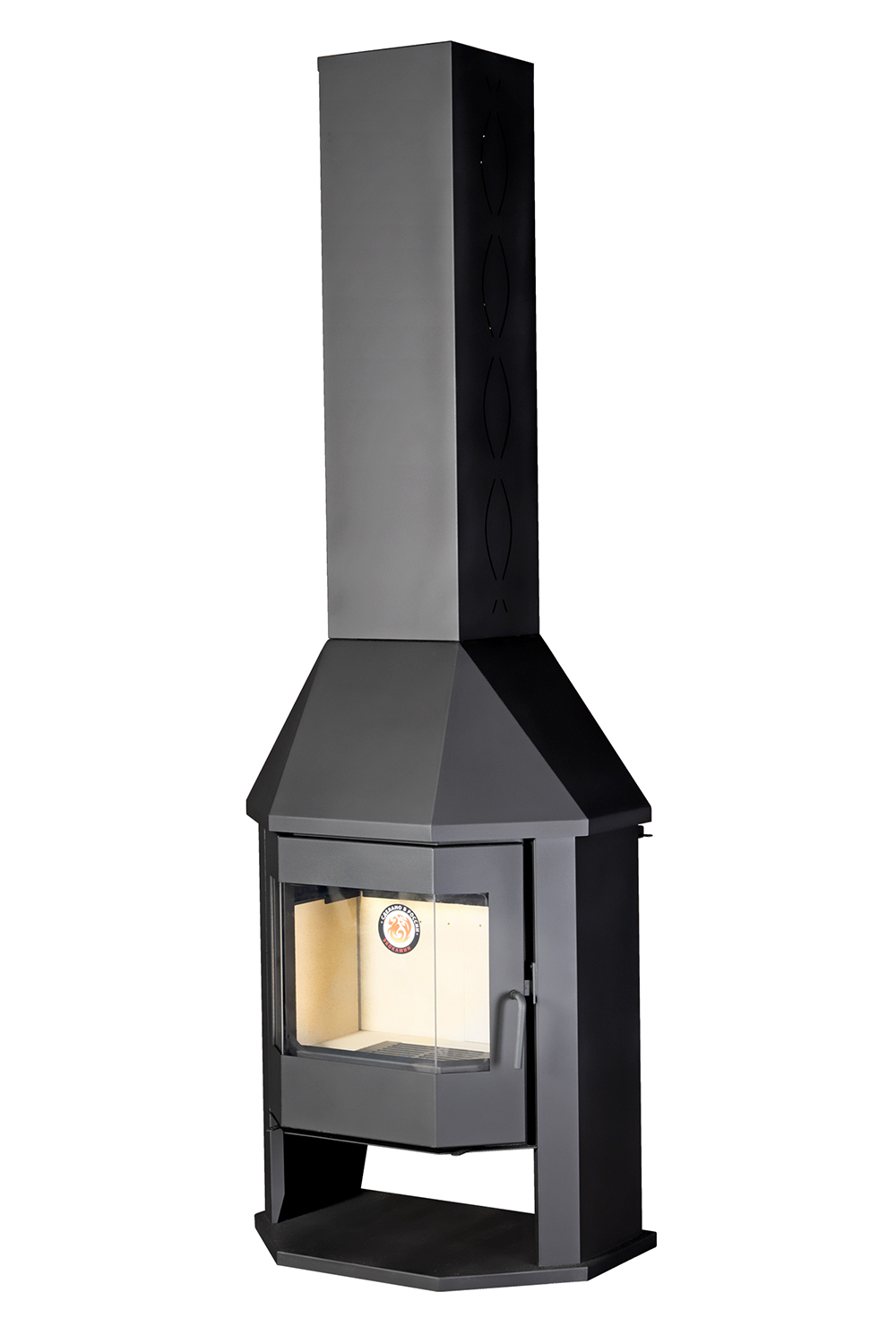 Камин пристенный черный Экокамин Мюнхен Гигант PKN194