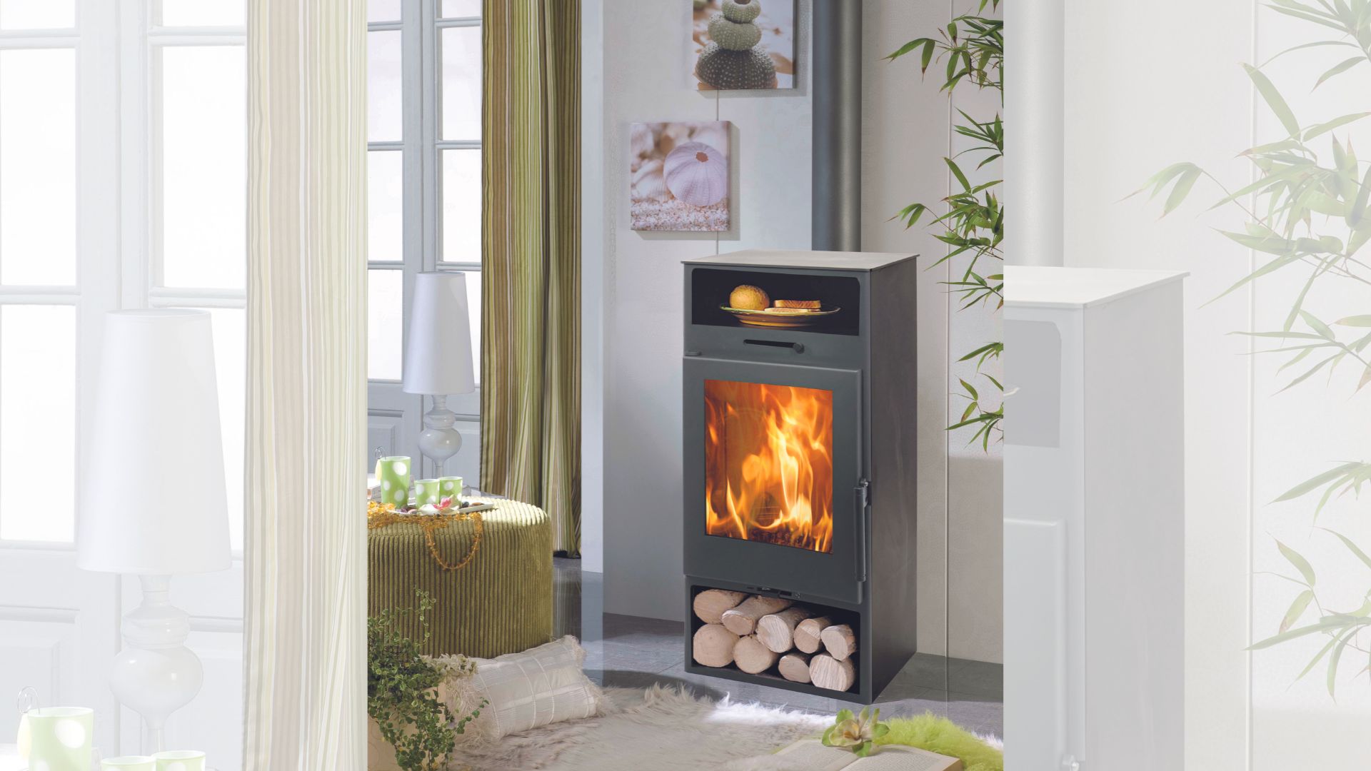 Печь-камин дровяной стальной пристенный Panadero NÍJAR Ecodesign