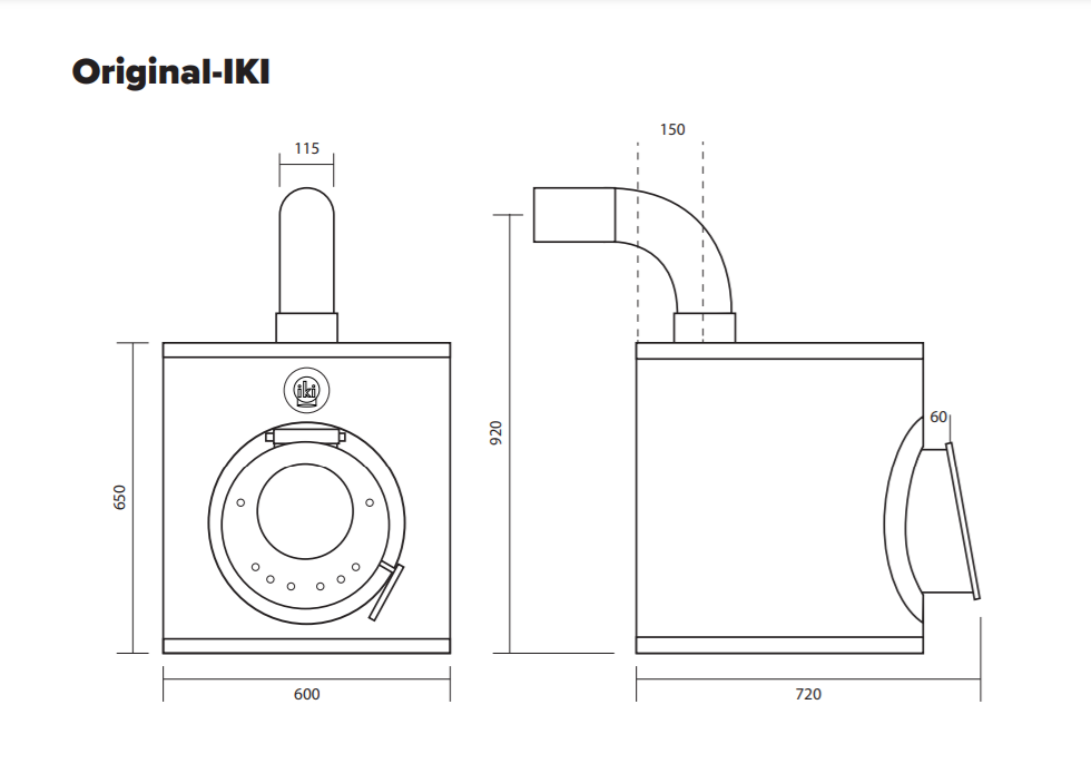 Печь для сауны дровяная со стеклянной дверцей IKI Original 110