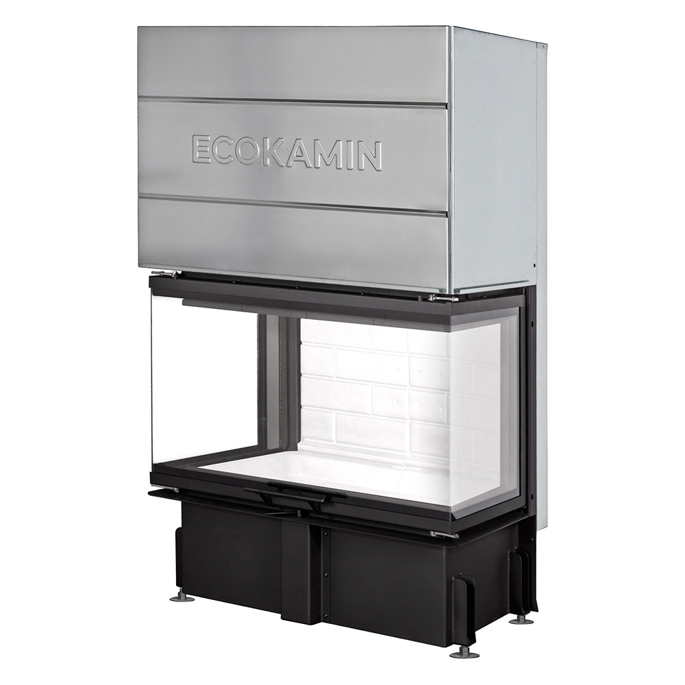 Каминная топка трехсторонняя с подовым горением Экокамин Дельта 800P