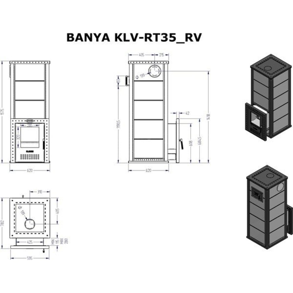 Печь для бани с облицовкой серпентинит Klover KLV RT 35-RV