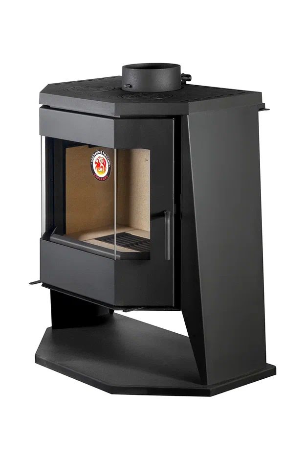 Печь-камин пристенный с плитой черный EcoKamin Бавария Панорама Призма PK189