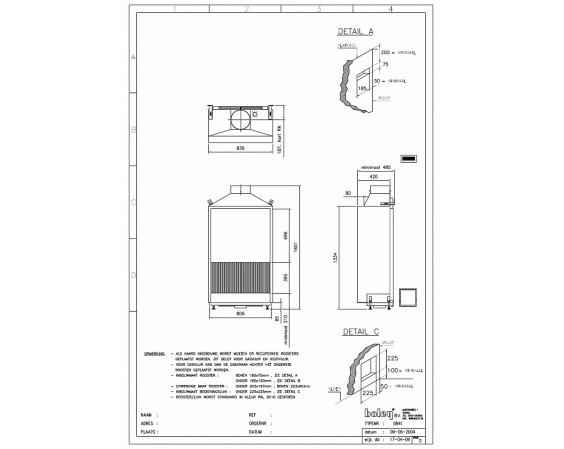 Стальной камин пристенный Boley 841