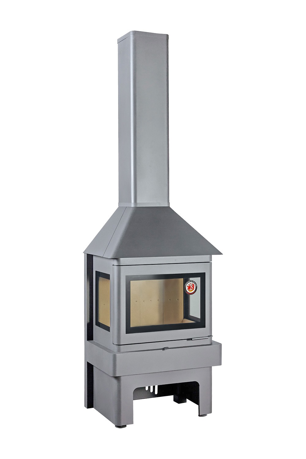 Камин пристенный с тремя стеклами графит EcoKamin Прага 16189