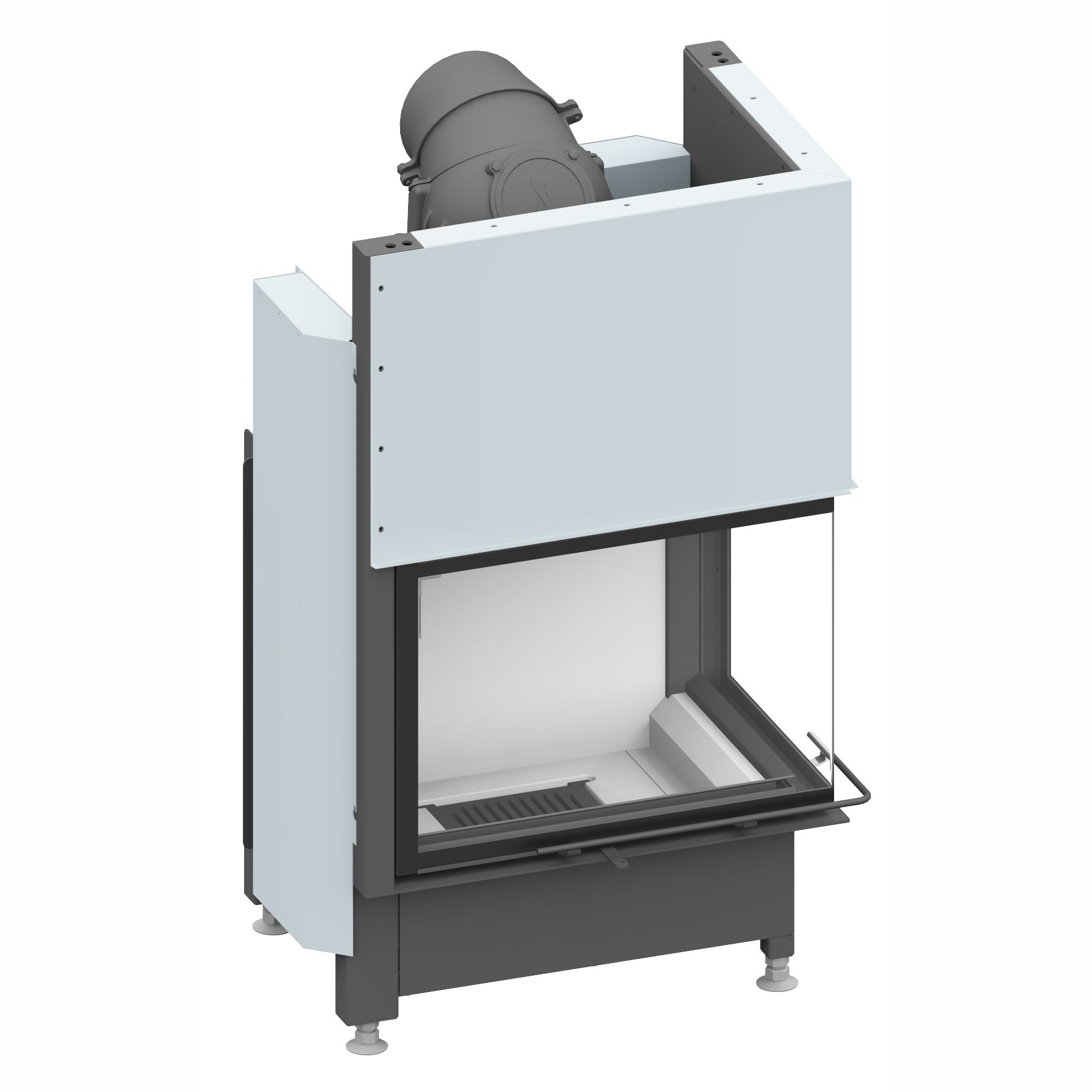 Каминная топка угловая с Г-образным стеклом и верхним подъемом дверцы Schmid Ekko R