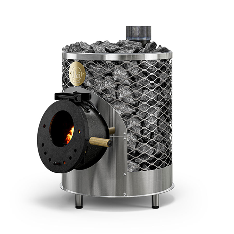 Печь для сауны дровяная со стеклянной дверцей IKI Mini 100