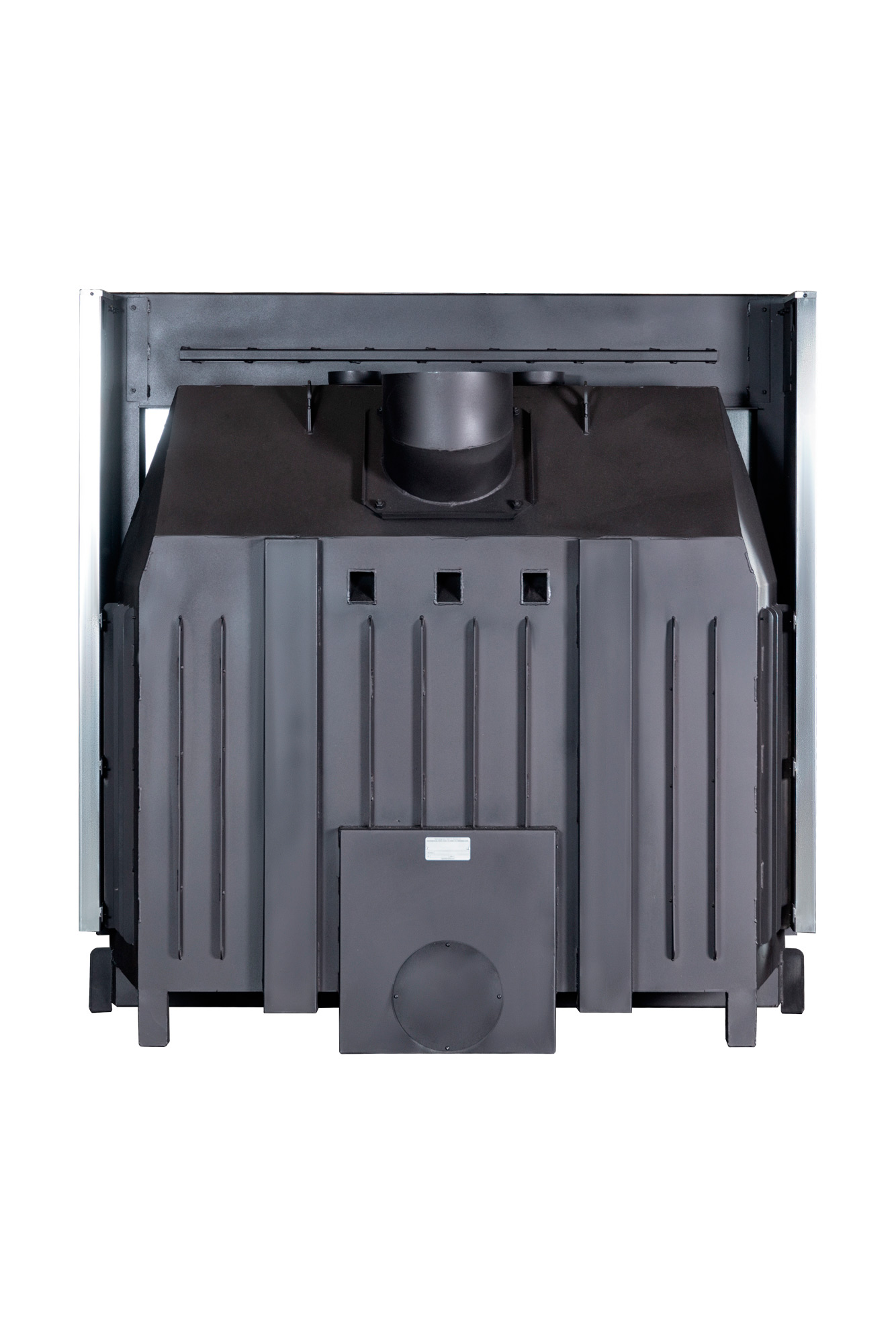 Каминная топка пристенная с подовым горением и черным шамотом EcoKamin Вега 1600B