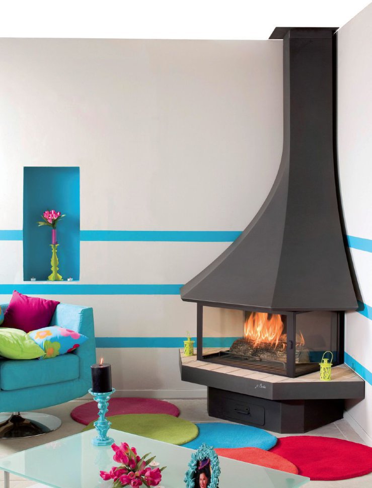 Угловой камин со стеклом Bordelet Julietta 985