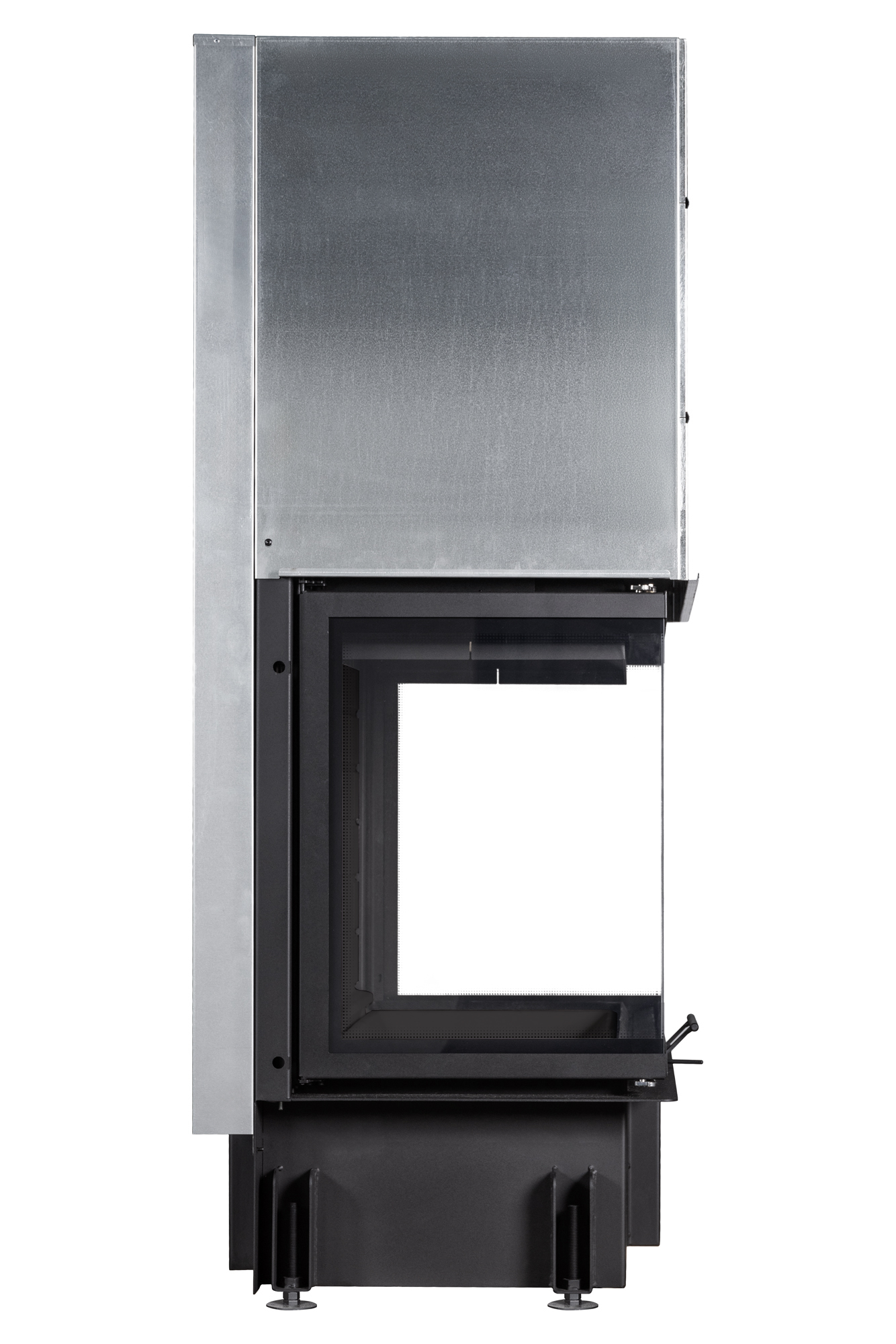 Топка каминная трехсторонняя с подовым горением и черным шамотом EcoKamin Дельта 1000PB