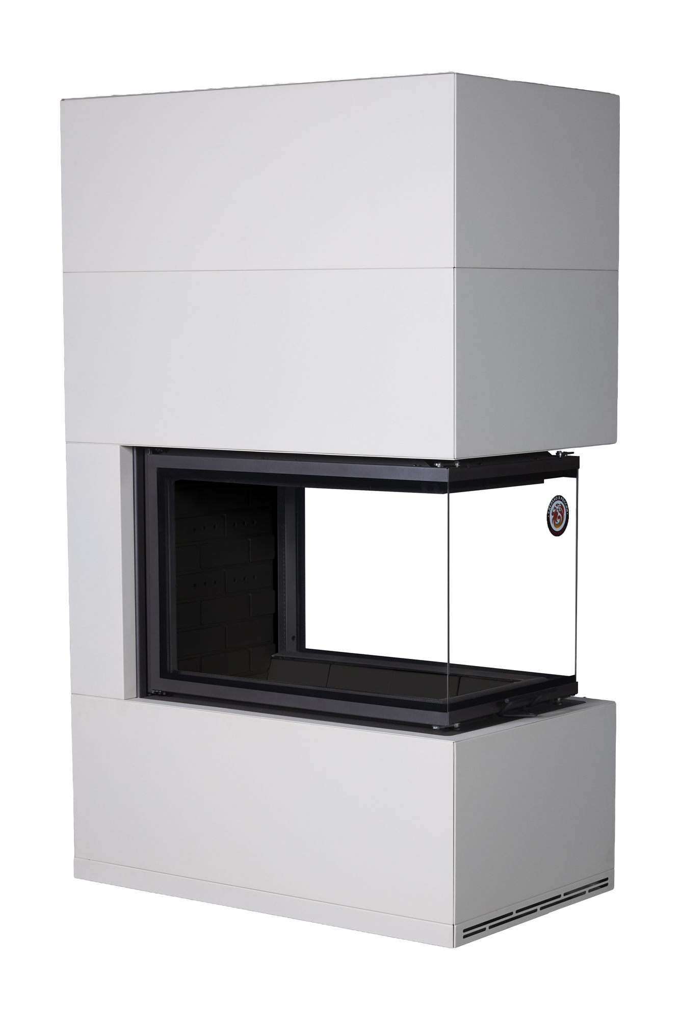 Камин пристенный слоновая кость и черный шамот Экокамин Родос 900 KRN900SKB