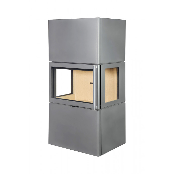 Камин пристенный графит с системой чистого стекла Экокамин Крит KKG004