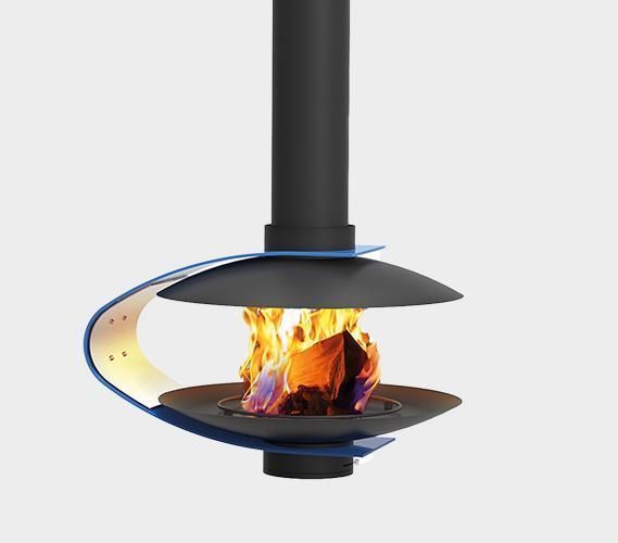 Камин подвесной центральный черный с открытой топкой Traforart Fancy Central