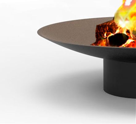 Ландшафтный камин из кортен-стали с дровяной топкой OLIMPIC Traforart