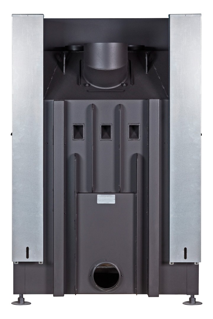 Топка каминная трехсторонняя с подовым горением и черным шамотом EcoKamin Дельта 1000PB