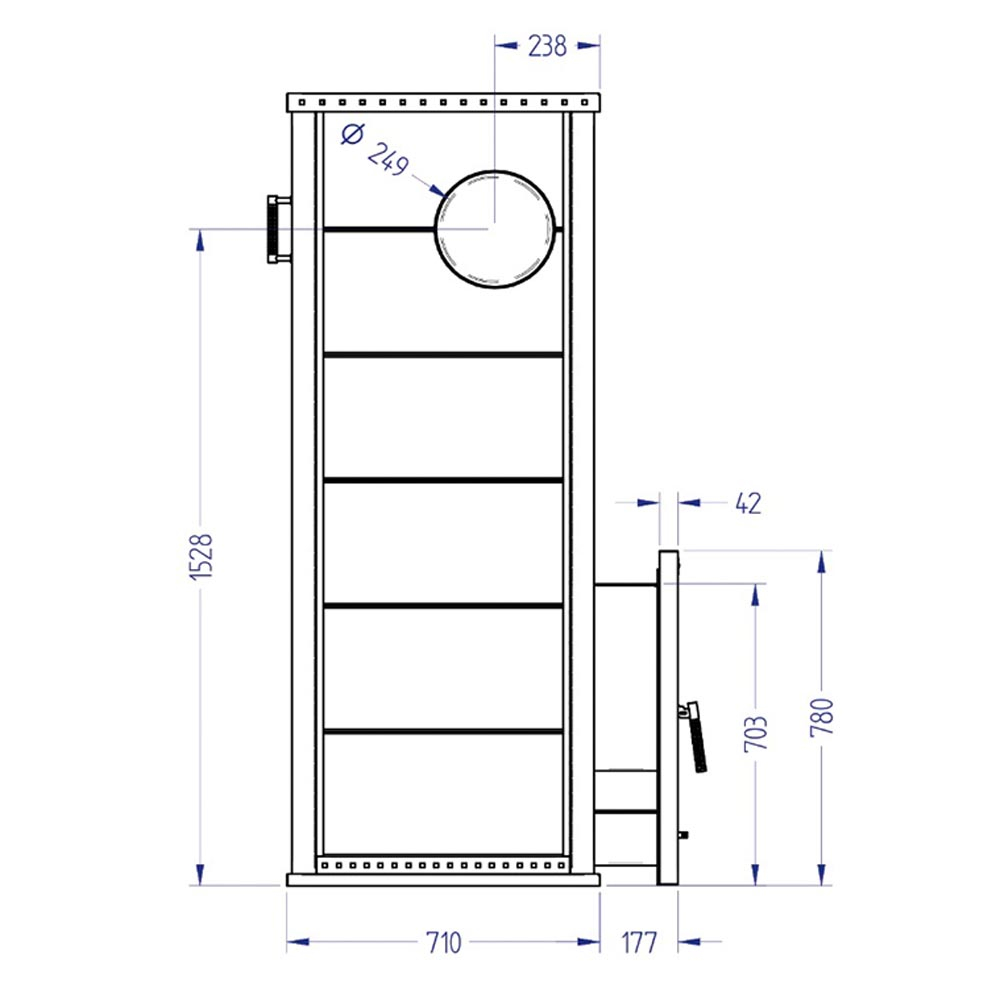 Дровяная печь для бани с выносной топкой и закрытой каменкой Klover Истеблишмент RT100-RVT-310E