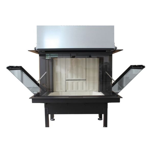 Каминная топка закрытая трехсторонняя с П-образным стеклом и подъемным механизмом Spartherm Premium A-3RL-60h