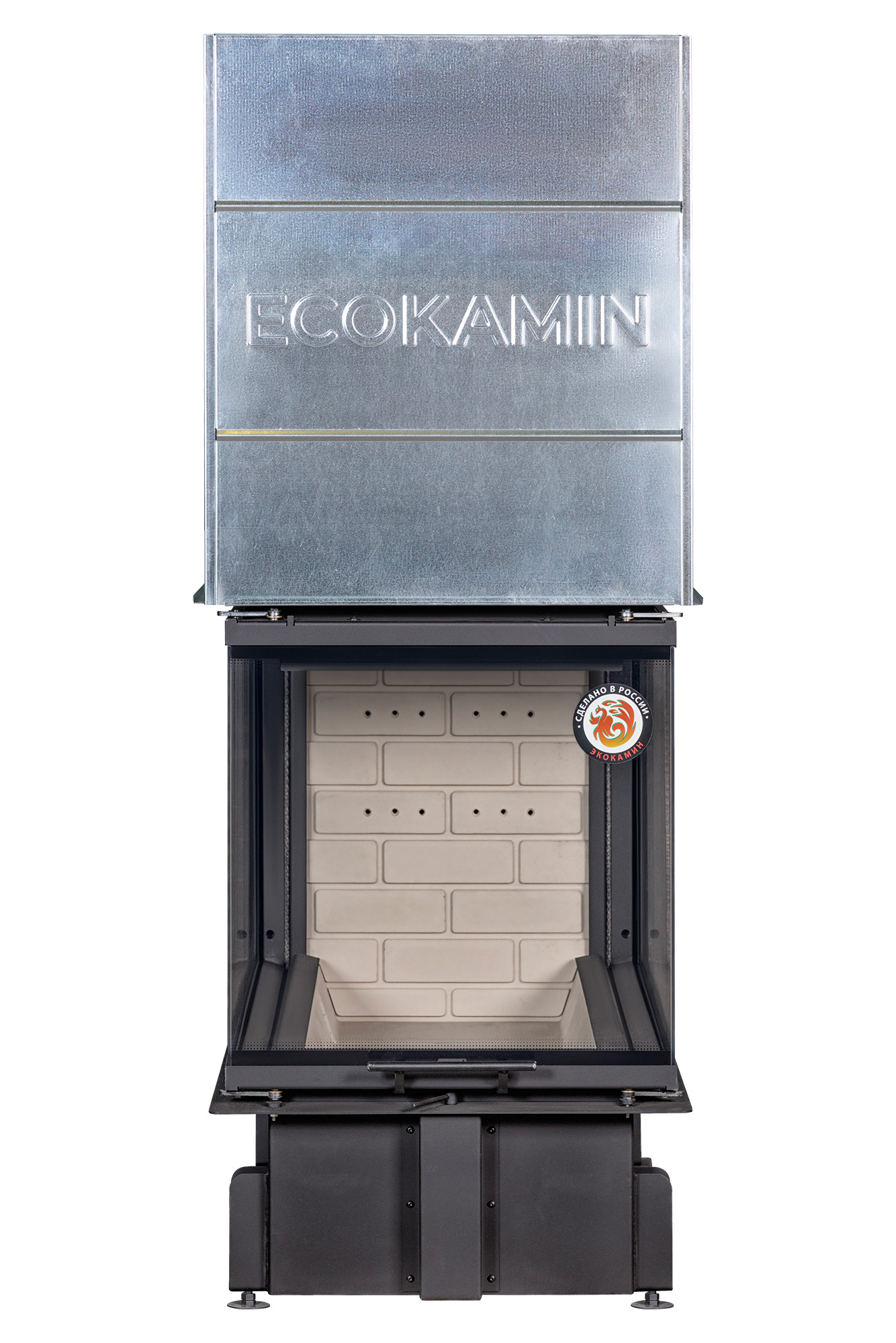 Каминная топка с тремя стеклами и подовым горением ЭкоКамин Дельта 900 P