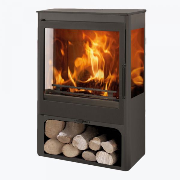 Печь-камин стальная с чугунной решеткой и системой чистого стекла Panadero Coral 3V EcoDesign