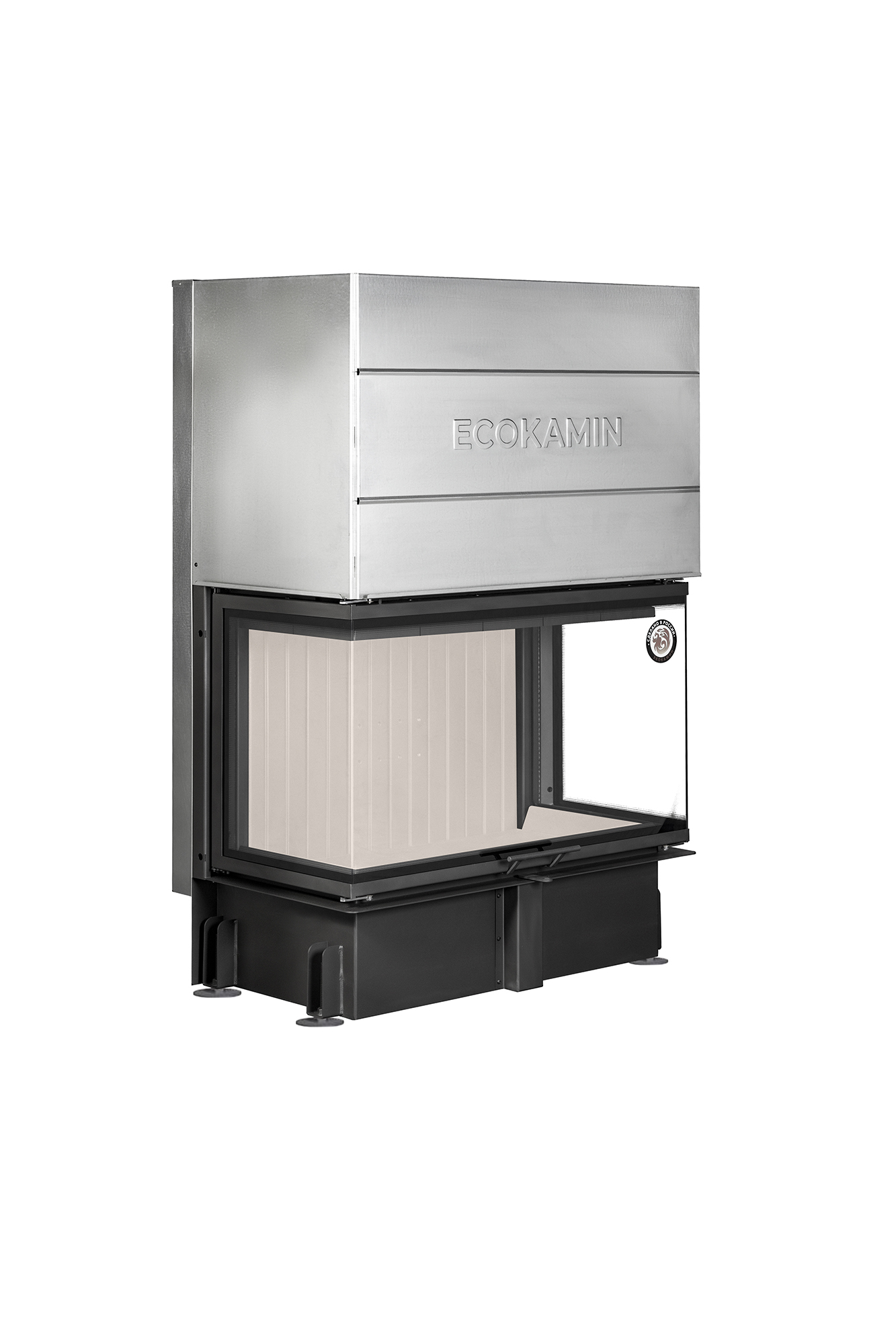 Каминная топка с тремя стеклами и вертикальной ламелью EcoKamin Дельта 1000V