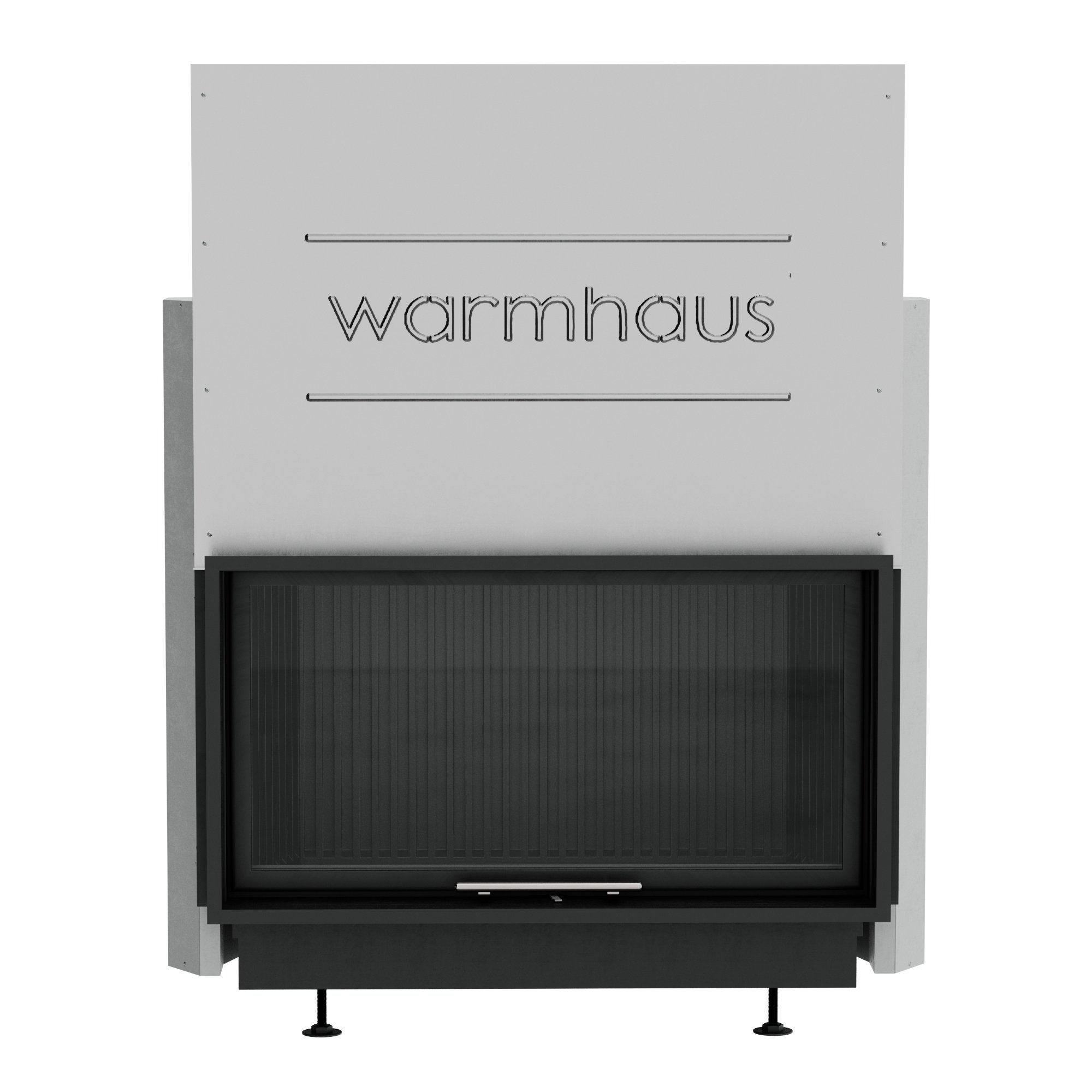 Каминная топка с прямым стеклом и черными 3D-панелями Warmhaus FLAT 100/57h