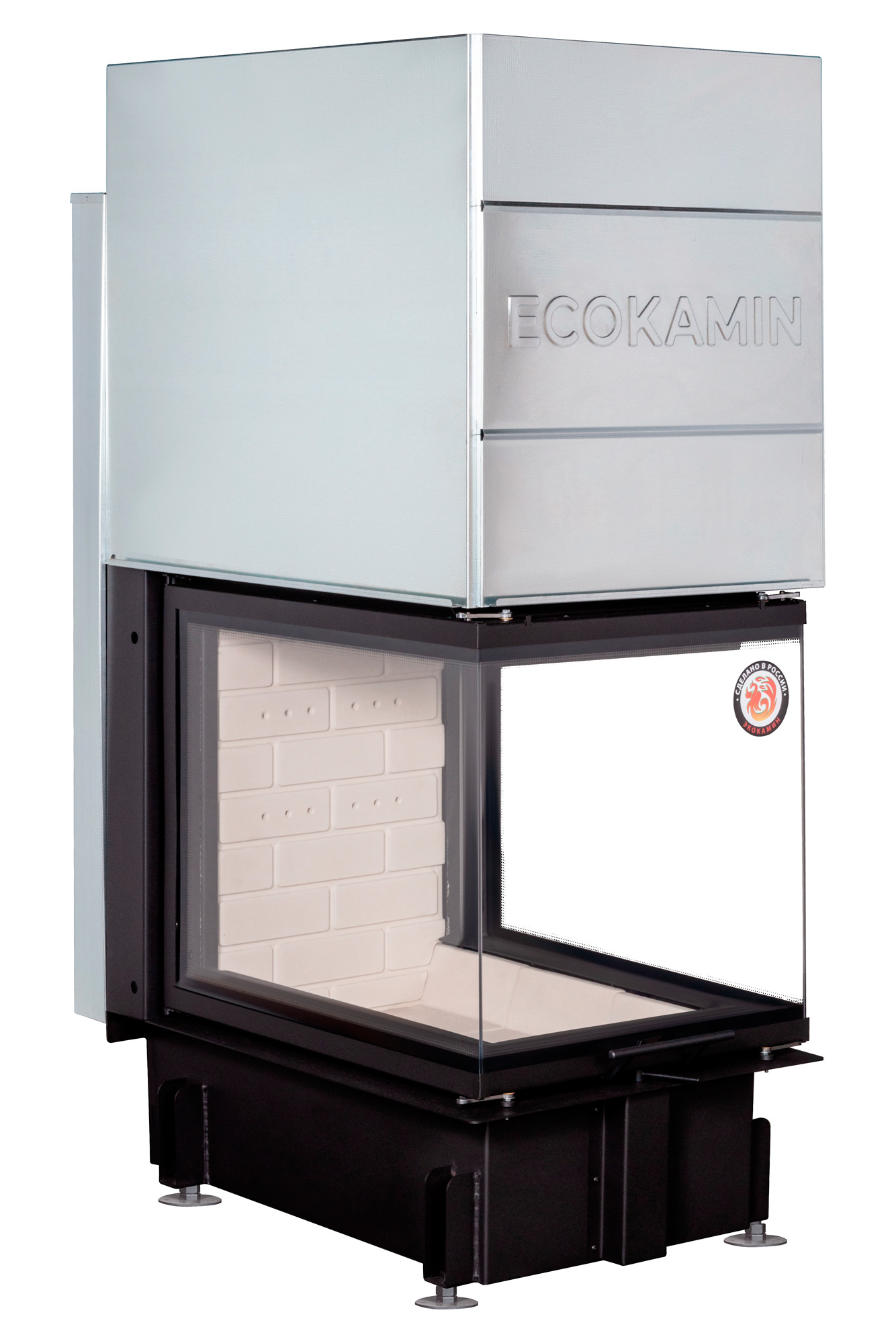 Каминная топка три стекла подовое горение Экокамин Дельта 700P