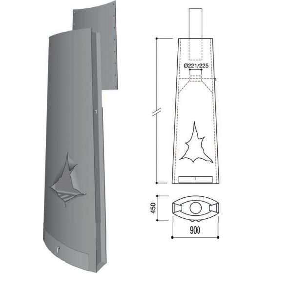Камин пристенный открытый черный Focus Magnifocus Eclate 10238