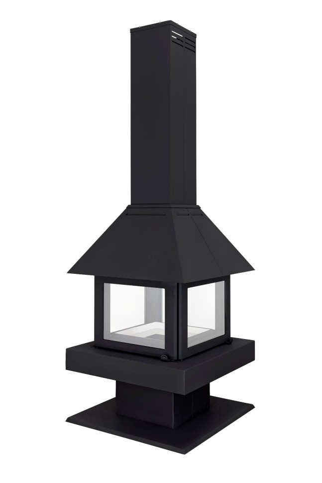 Камин островной с панорамным стеклом EcoKamin Эклипс 4D