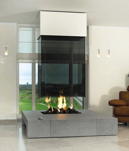 Дровяной камин центральный с трехсторонним стеклом Boley 73BR