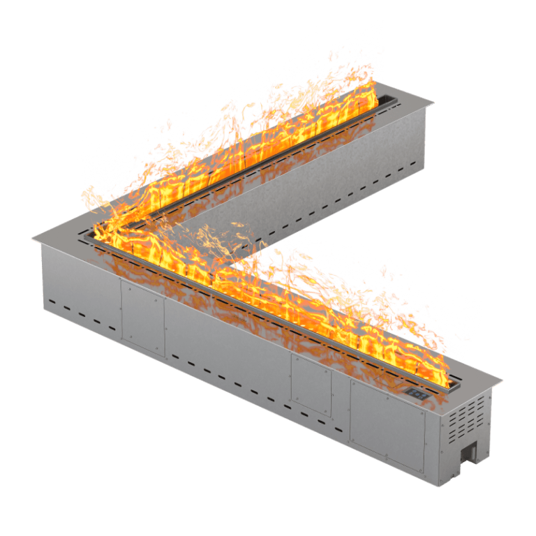 Паровой угловой камин Airtone VEPO ANGLE 1500X1500 серебро