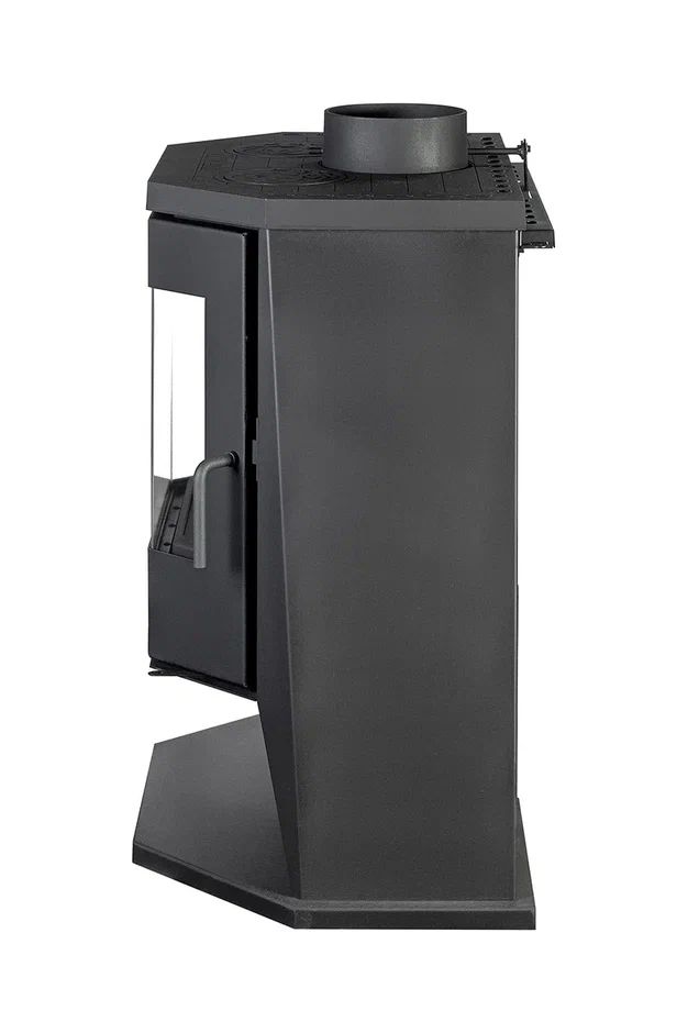 Печь-камин пристенный с плитой черный EcoKamin Бавария Панорама Призма PK189