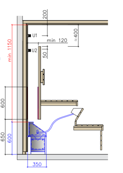 Печь для сауны скрытой установки Lang UE 35/100 4,2045,4400