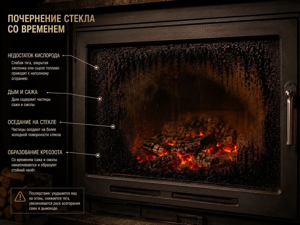 Почернение стекла со временем