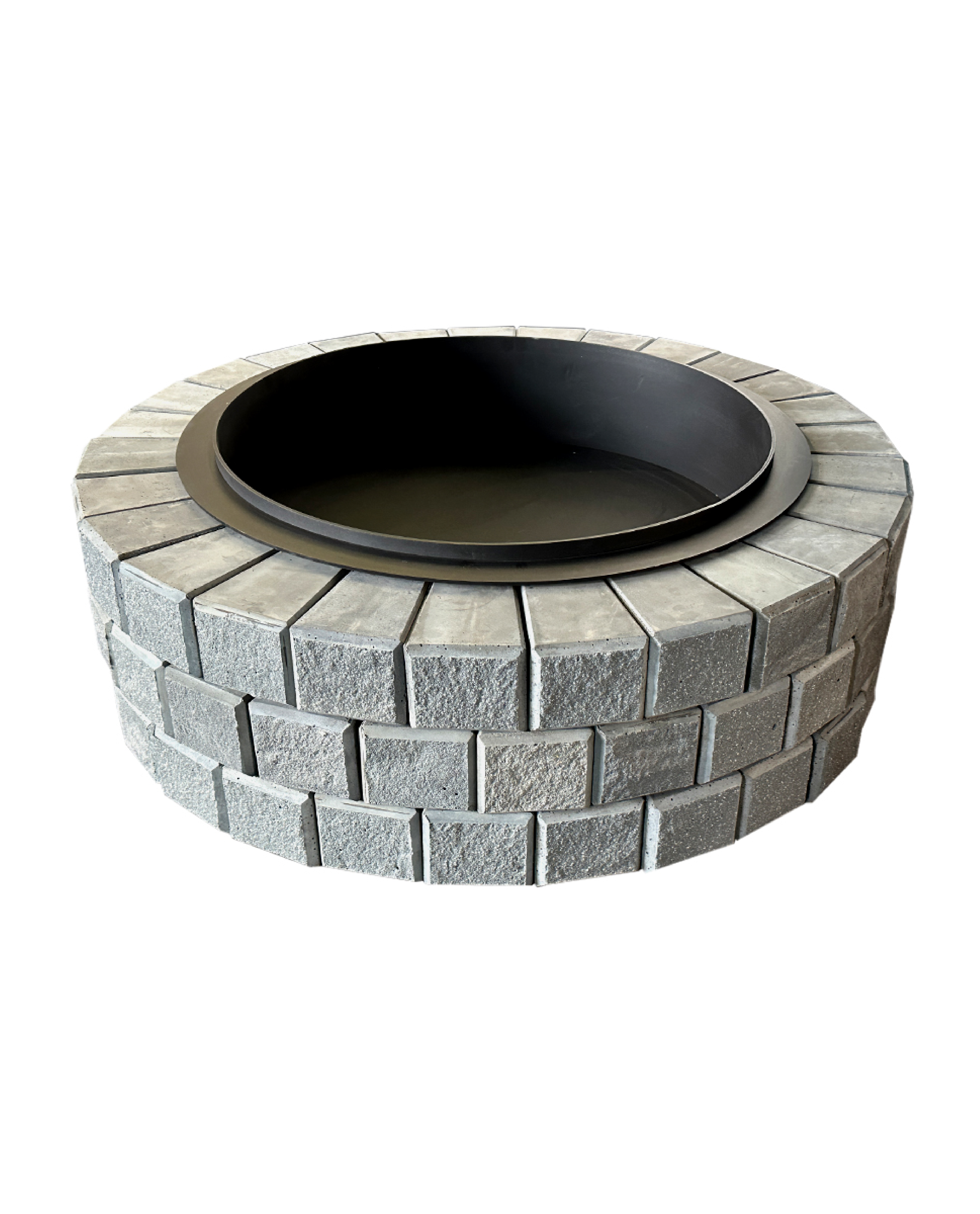 Ландшафтный камин черный с каменной отделкой COAST Traforart