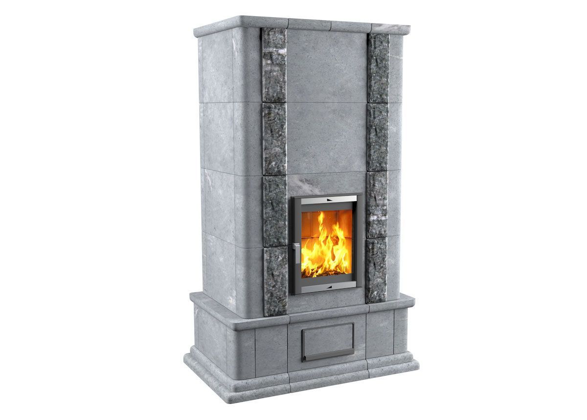 Печь-камин теплонакопительная с облицовкой Talkorus Tower 25/1610/R80