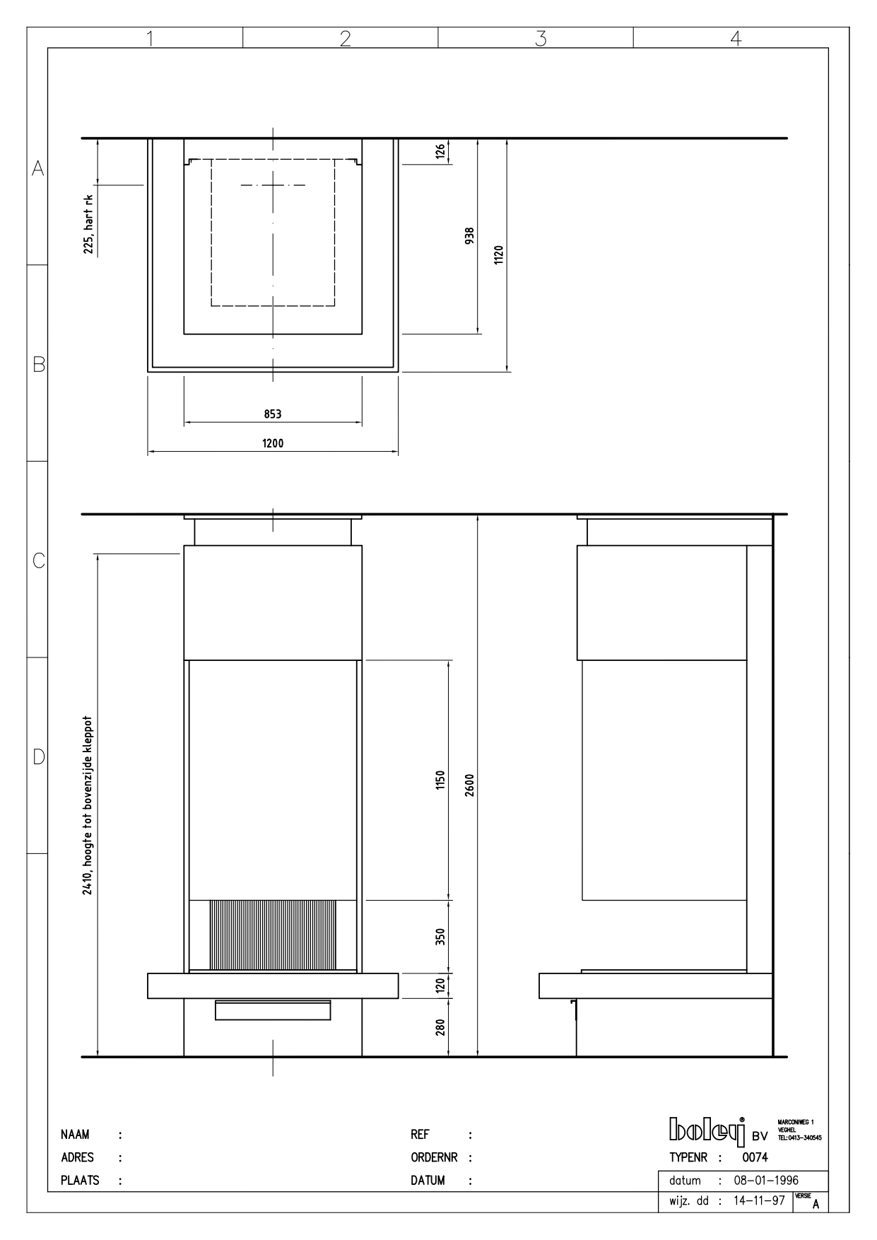 Камин дровяной пристенный Boley 74