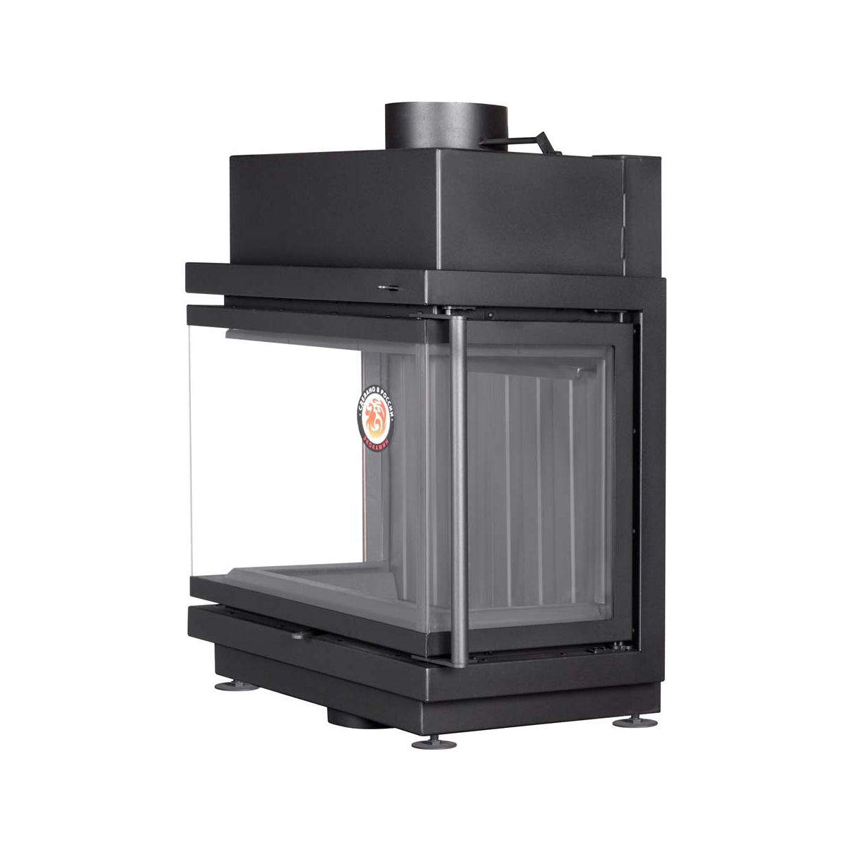 Каминная топка с тремя стеклами и черным шамотом Экокамин Альфа 700