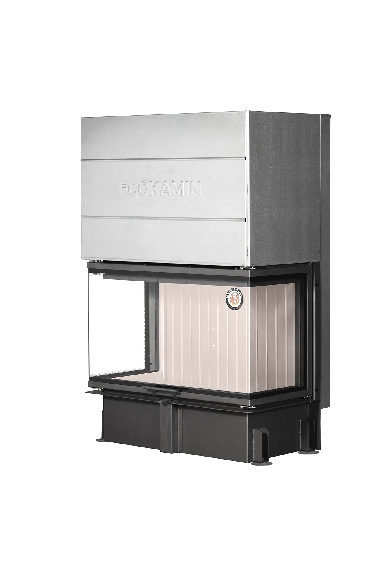 Каминная топка с тремя стеклами и вертикальной ламелью EcoKamin Дельта 1000V купить в Санкт-Петербурге