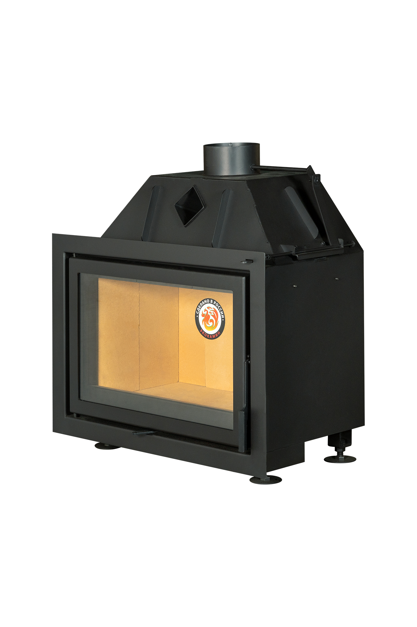 Каминная топка подовая черная EcoKamin Омега 700